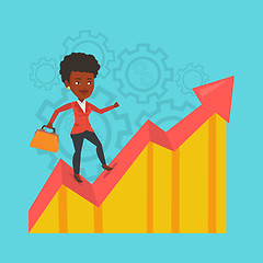 Image showing Business woman standing on growth graph.