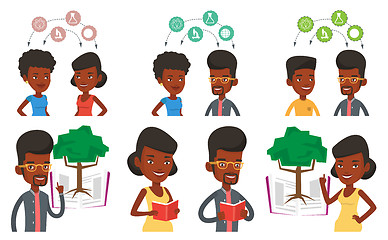 Image showing Vector set of student characters.