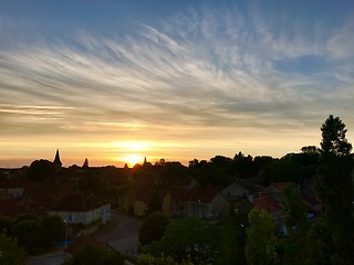 Image showing Small village panorama sunset view, France