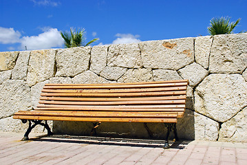 Image showing Wooden Slatted Bench Seat