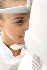 Image showing Ophthalmologist, eye test computer.