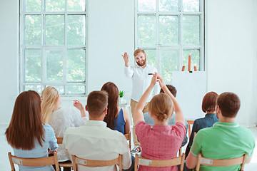 Image showing Speaker at Business Meeting in the conference hall.