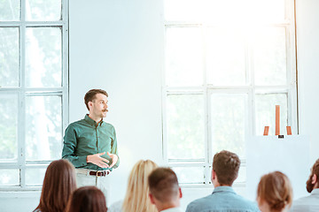 Image showing Speaker at Business Meeting in the conference hall.