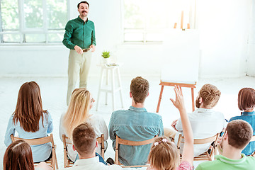 Image showing Speaker at Business Meeting in the conference hall.