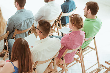 Image showing The people at Business Meeting in the conference hall.