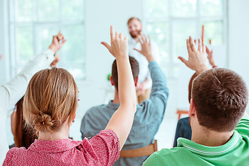 Image showing Speaker at Business Meeting in the conference hall.