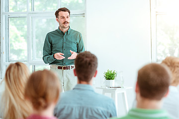 Image showing Speaker at Business Meeting in the conference hall.