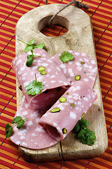 Image showing Slices of Mortadella