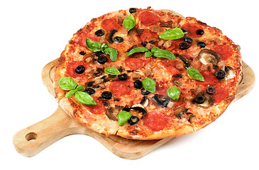 Image showing Pepperoni and Mushrooms Pizza