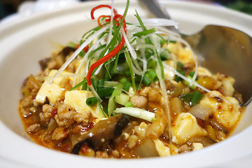 Image showing Tofu and mince with hot spicy sauce