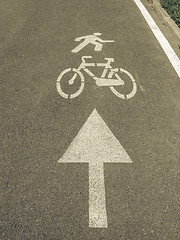 Image showing Vintage looking Bike lane sign