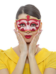 Image showing Portrait of a Young Woman with a Mask