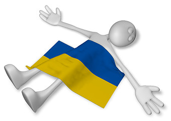 Image showing dead cartoon guy and flag of the ukraine - 3d illustration