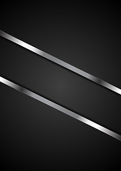Image showing Abstract black background with metallic stripes