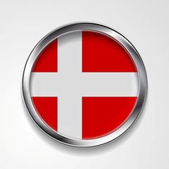 Image showing Abstract button with metallic frame. Danish flag