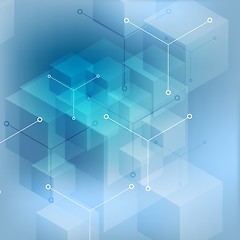 Image showing Hi-tech abstract geometric blue background