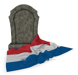 Image showing gravestone and flag of the netherlands - 3d rendering