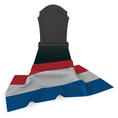 Image showing gravestone and flag of the netherlands - 3d rendering