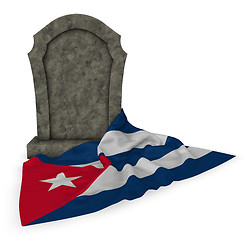Image showing gravestone and flag of cuba - 3d rendering