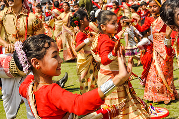 Image showing Dancing group in Assam