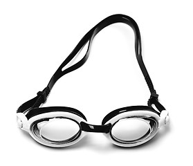 Image showing Black and white goggles for swimming