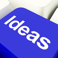 Image showing Ideas Computer Key In Blue Showing Concepts Or Creativity