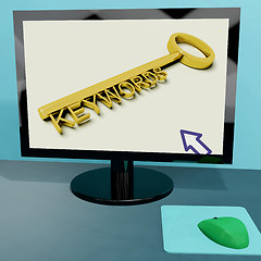 Image showing Keywords Key On Computer Shows Online Optimization