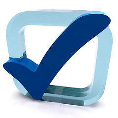 Image showing Boxed Blue Tick Shows Quality And Excellence