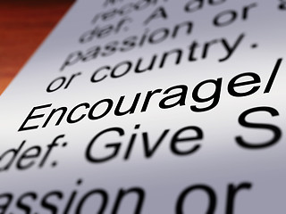 Image showing Encourage Definition Closeup Showing Motivation