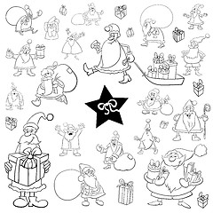 Image showing black and white xmas cartoon set