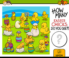 Image showing counting task with easter chicks