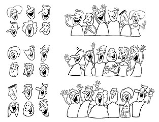 Image showing black and white happy people set