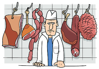 Image showing butcher in shop cartoon