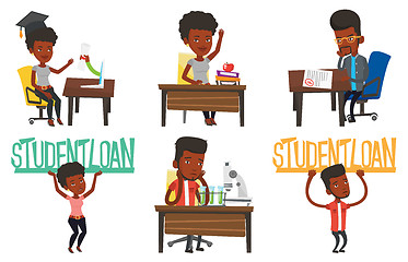 Image showing Vector set of student characters.