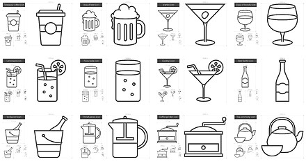 Image showing Drinks line icon set.