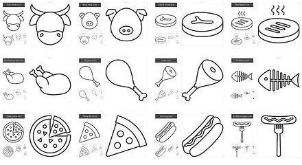 Image showing Junk food line icon set.