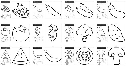 Image showing Healthy food line icon set.