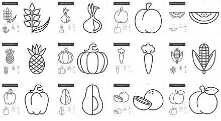 Image showing Healthy food line icon set.