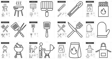 Image showing Barbecue line icon set.