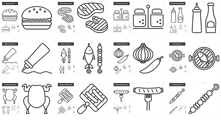 Image showing Barbecue line icon set.
