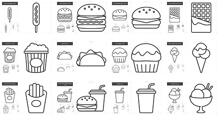 Image showing Junk food line icon set.