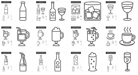 Image showing Drinks line icon set.