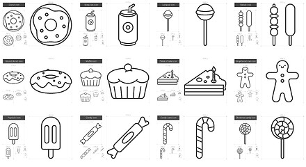 Image showing Junk food line icon set.