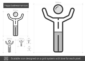 Image showing Happy businessman line icon.