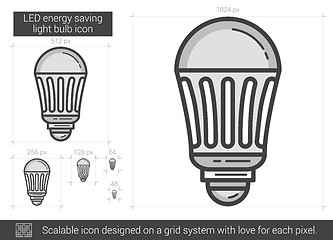 Image showing LED energy saving light bulb line icon.