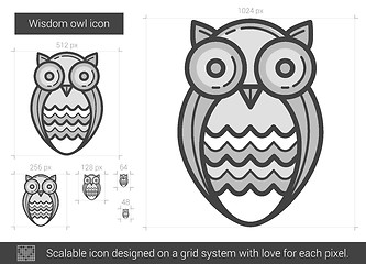 Image showing Wisdom owl line icon.