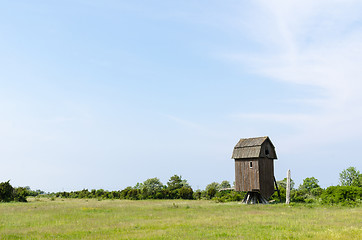 Image showing Wooden windmill wreck