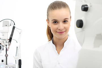 Image showing Healthy eyes, Cabinet ophthalmic eye examination Visual acuity Ophthalmologist, medicine and health