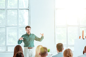 Image showing Speaker at Business Meeting in the conference hall.