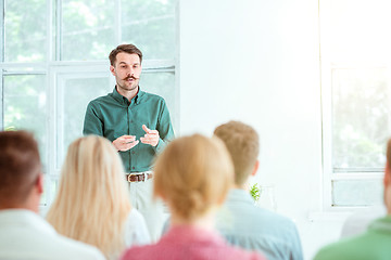 Image showing Speaker at Business Meeting in the conference hall.